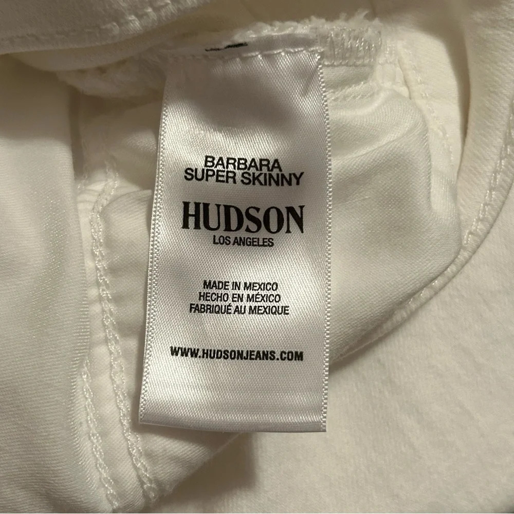 Hudson High Rise Barbara Super Skinny Jeans White Women’s 31 Stretch Comfort - Picture 6 of 13
